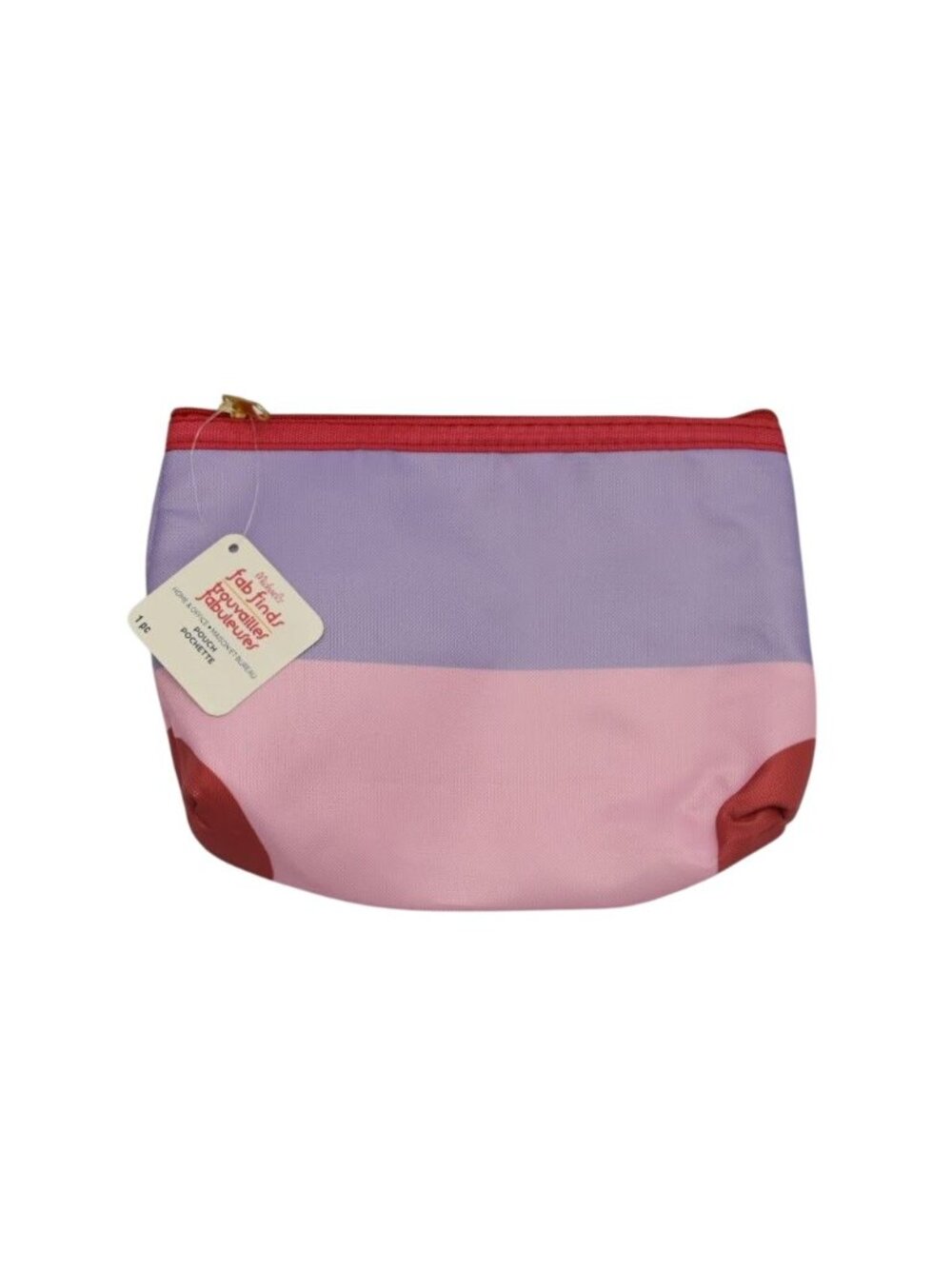 Colorblock Cosmetic Pouch Purple Pink Red Zipper Makeup Travel Bag NEW